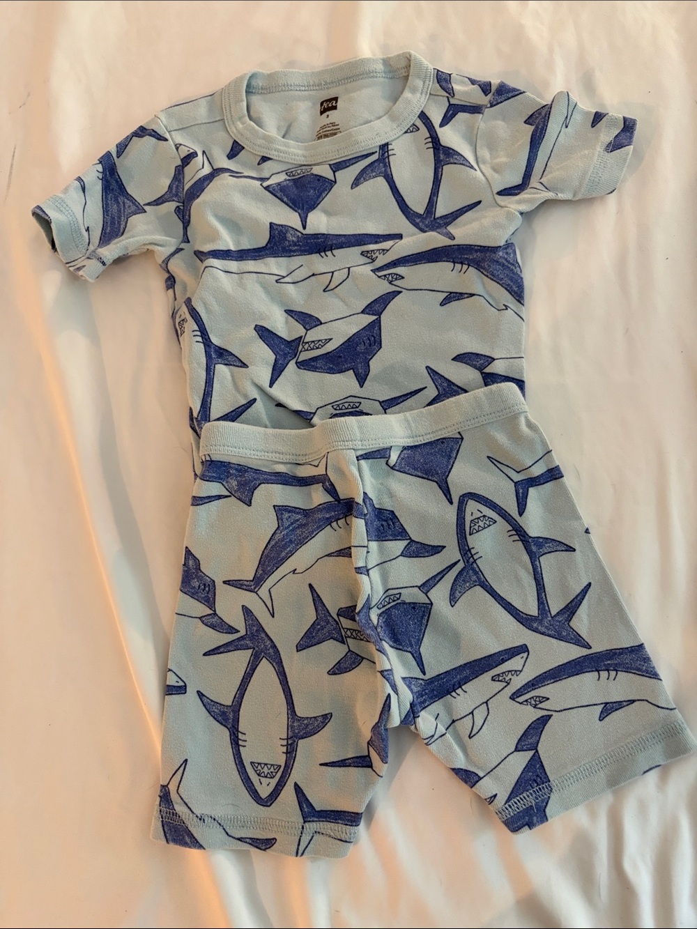 Tea Collection Light Blue and Navy Shark Pajama Set